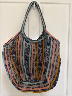 Nena & Co. Striped Tote in Pink, Teal & Navy